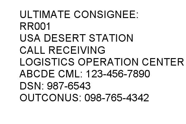 Ultimate Consignee label
